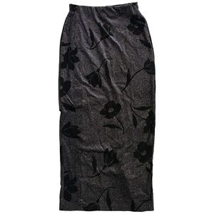 Gantos Glitter Floral Maxi Skirt | 90s Velvet Burnout | Made in USA | Vintage